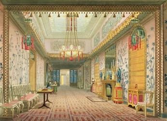 Der Korridor oder die Lange Galerie in ihrer Endphase, aus Ansichten des Royal Pavilion, Brighton von John Nash (1752-1835) 1826